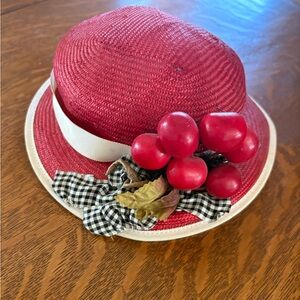 Elegant Red Women's Hat with Floral Accent